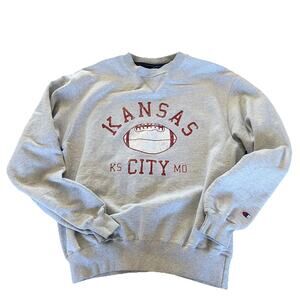 Champion Kansas City Pullover Crewneck Sweatshirt Gray Medium